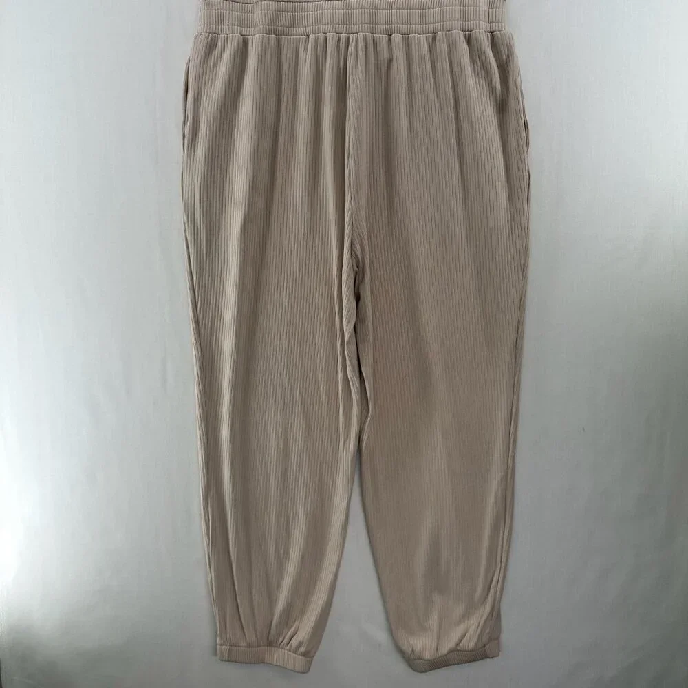 DOKOTOO Jumpsuit Size XL Ribbed Sleeveless Popover Tapered Cropped Beige - Picture 6 of 13